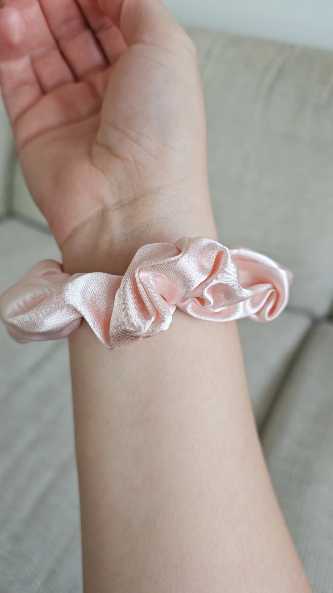 Small Satin Scrunchie - 'Rose Quartz'