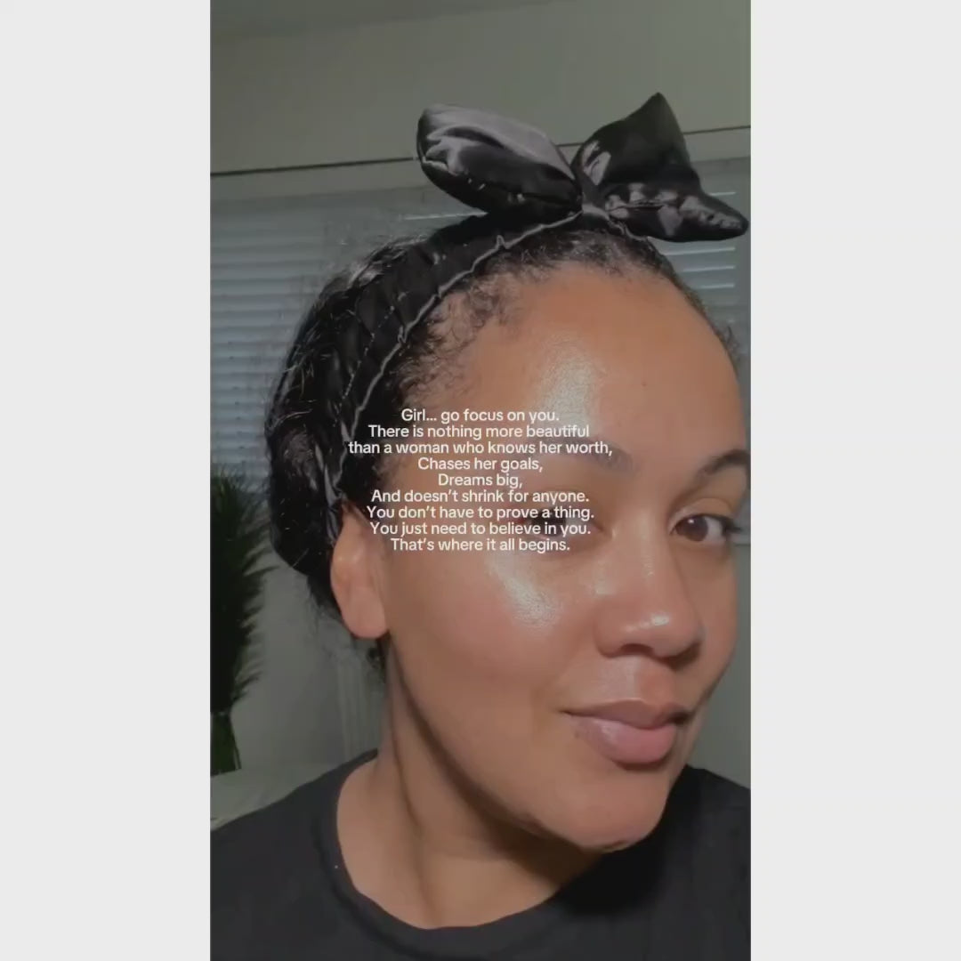 Satin Spa Headband for Curly Hair - Black