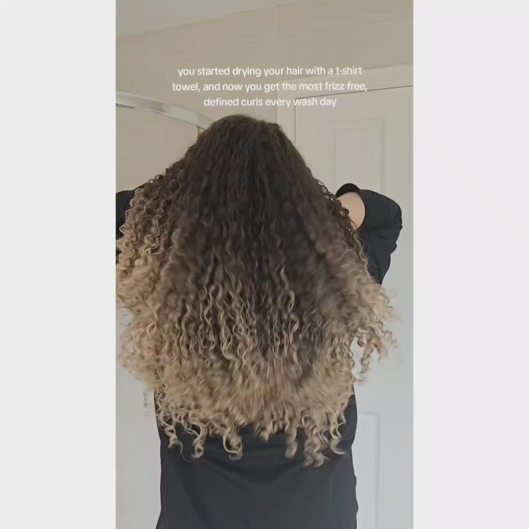 Curl Wrap™ Curly Hair T-Shirt Towel | Hair Plopping Towel for Frizz-Free, Defined Curls