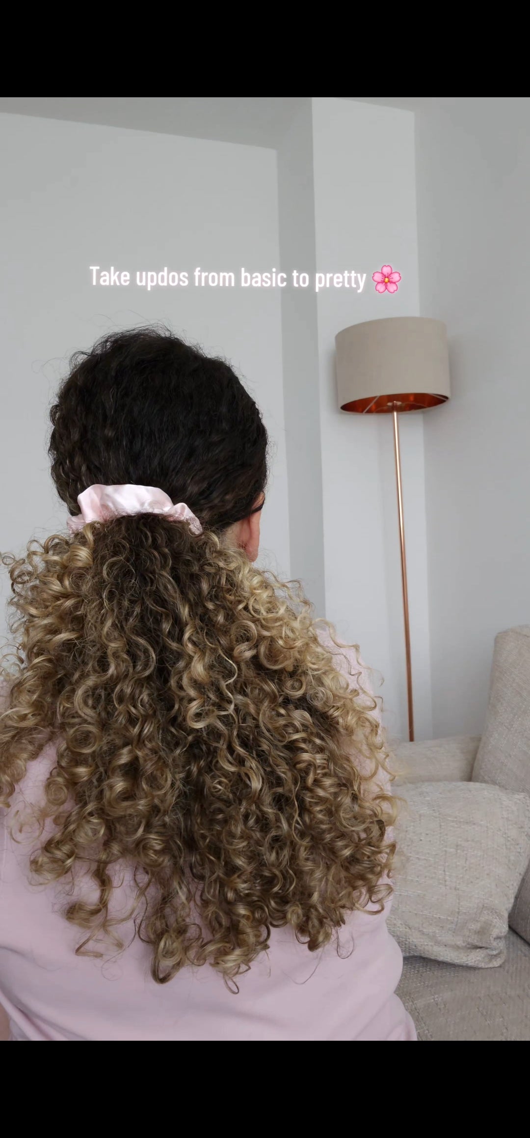 Small Satin Scrunchie - 'Cherry Blossom'